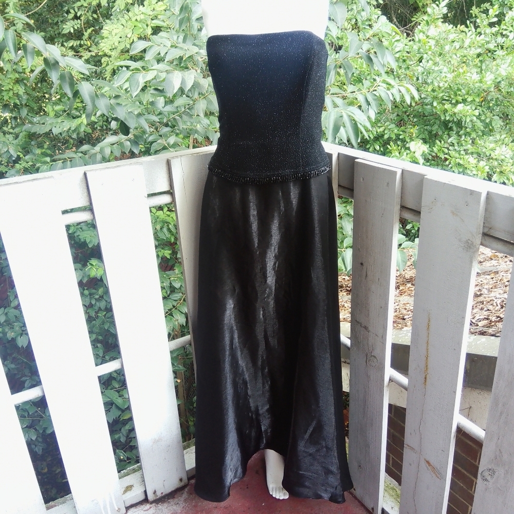 Vintage 90s Scott McClintock Black   Sparkle Formal Evening Dress Gown